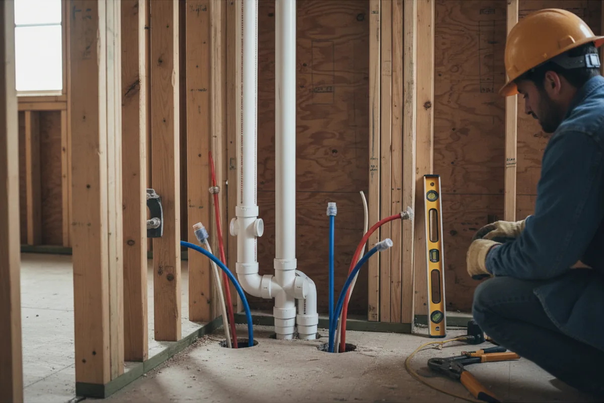 Drain and supply rough-in during Leak Detection in Granite Falls